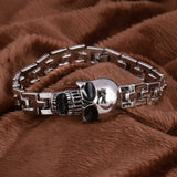 Silver Color Men's Steel High Quality Biker Man Skull charms Bracelet Chain Factory Price Bracelets & Bangles