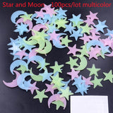 3D Star and Moon Wall Stickers Glow In the dark Energy Storage Fluorescent Luminous Wall Art Decor Kids living Room Decoration