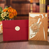 Cifeeo  50Pcs 2 Colors Laser Cut Wedding Invitations Card Bride And Groom Customize Greeting Card Bridal Shower Wedding Party Decoration