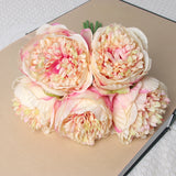 Cifeeo 5pc Artificial Peony Silk Flowers Fake Flower Arrangement Wedding Bridal Bouquet Home Display Party Festival Decor White Peony