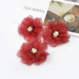 Cifeeo 5Pcs/lot 5.5 cm Soft Chiffon Cherry blossoms Appliques Sewing For Headband Rose Fabric Flowers For Craft Hair Accessories