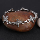 Silver Color Men's Steel High Quality Biker Man Skull charms Bracelet Chain Factory Price Bracelets & Bangles