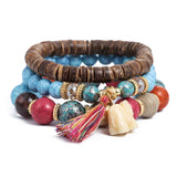 4pcs/set Fashion Multilayer Crystal Lava Stone Beads Wing Tassel Bracelets & Bangles Pulseras Mujer Jewelry for Women Gift