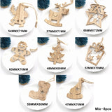 Christmas Gift Multi Style Creative Wood Craft Christmas Wooden Pendants Ornaments Kids Gift DIY Xmas Tree Ornament Christmas Party Decorations