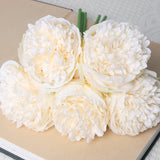 Cifeeo 5pc Artificial Peony Silk Flowers Fake Flower Arrangement Wedding Bridal Bouquet Home Display Party Festival Decor White Peony