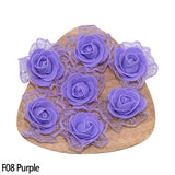 50pcs 3.5cm Artificial Lace Foam Rose Flower Heads for Wedding Decoration DIY Wreath Head Flowers Gift Scrapbooking Crafts