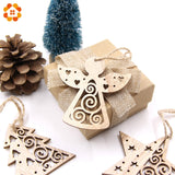 Christmas Gift 6PCS European Hollow Christmas Snowflakes Wooden Pendants Ornaments for Xmas Tree Ornament Christmas Party Decorations Kids Gift