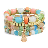 Vintage Ethnic Multilayer Big beads Bracelets Boho Statement Flower Bracelet Bangles For Women Summer Jewelry