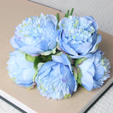 Cifeeo 5pc Artificial Peony Silk Flowers Fake Flower Arrangement Wedding Bridal Bouquet Home Display Party Festival Decor White Peony