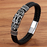 Christmas Gift XQNI Punk Style Ancient Architecture Totem Elegant Small Adorn Article Genuine Leather Bracelet Double Layer Hand Jewelry Gift