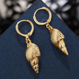 Sea Shell Earrings For Women Gold Color Trendy Metal Shell Cowrie Statement Dangle Earrings New Summer Beach Jewelry