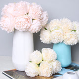 Cifeeo 5pc Artificial Peony Silk Flowers Fake Flower Arrangement Wedding Bridal Bouquet Home Display Party Festival Decor White Peony