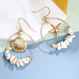 Sea Shell Earrings For Women Gold Color Trendy Metal Shell Cowrie Statement Dangle Earrings New Summer Beach Jewelry