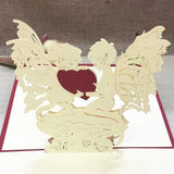 1pcs Handmade 3D Laser Cut Paper Greeting Pop Up Kirigami Card Wedding Invitation Valentine's Day Postcards Thanksgiving Gifts