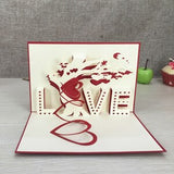 1pcs Handmade 3D Laser Cut Paper Greeting Pop Up Kirigami Card Wedding Invitation Valentine's Day Postcards Thanksgiving Gifts