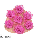 50pcs 3.5cm Artificial Lace Foam Rose Flower Heads for Wedding Decoration DIY Wreath Head Flowers Gift Scrapbooking Crafts