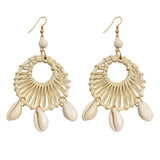 Sea Shell Earrings For Women Gold Color Trendy Metal Shell Cowrie Statement Dangle Earrings New Summer Beach Jewelry