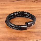 Christmas Gift XQNI Luxury Accessories Bracelet Men's Fashion Gift Black Genuine Leather Bracelets DIY Combination Wild Handsome Gift