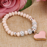 ZOSHI Crystal Butterful Bracelet & Bangle Elastic Heart Bracelets For Women Handmade Shambhala Beads pulseira masculina