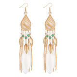 ZOSHI  Long Tassel Fashion Feather Style Ethnic Boho Big Dangle Statement Earring Wedding Earrings Accessories Wholesale