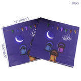 Cifeeo  Eid Mubarak Ramadan Decoration Paper Napkin Muslim Eid Al-Fitr Hajj Supplies Ramadan Kareem Paper Facial Tissue