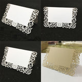 50pcs Laser Cut Wedding Party Table Name Place Cards Chic Pearlescent Lace Favor Message Setting Card Wedding Birthday Supplies