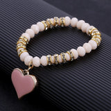 New Fashion Geometric Beaded Women Heart Bracelets Simple Stone Bead Charm Bracelets & Bangles For Women Jewelry Gift