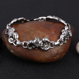 Silver Color Men's Steel High Quality Biker Man Skull charms Bracelet Chain Factory Price Bracelets & Bangles