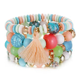 4pcs/set Fashion Multilayer Crystal Lava Stone Beads Wing Tassel Bracelets & Bangles Pulseras Mujer Jewelry for Women Gift