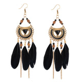 ZOSHI  Long Tassel Fashion Feather Style Ethnic Boho Big Dangle Statement Earring Wedding Earrings Accessories Wholesale