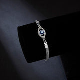 Christmas Gift Luxury Silver Plated Charm Bracelets CZ Crystal Blue Evil Eye Bracelet Enamel Turkish Lucky Eye Beads Bracelet for Women Jewelry