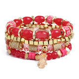 Vintage Ethnic Multilayer Big beads Bracelets Boho Statement Flower Bracelet Bangles For Women Summer Jewelry