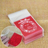 100Pcs Christmas Cookie Candy Package Gifts Bag DIY Self Adhesive OPP Bags For Xmas Home Party Packing Decoration Baking Supply
