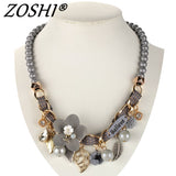 ZOSHI New Fashion Simulated Pearl Necklace for Women Flower Collars Trendy Necklaces & Pendants Statement Necklace Jewelry