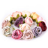 Cifeeo 5Pcs 4cm Artificial silk Rose flower head for wedding Home decoration DIY wreath scrapbook Craft Fake Flowers