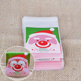 100Pcs Christmas Cookie Candy Package Gifts Bag DIY Self Adhesive OPP Bags For Xmas Home Party Packing Decoration Baking Supply
