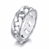 Christmas Gift 7MM Men Stainless Steel Ring for Men's Bands Hollow Hard Curb Link Chain Biker Ring