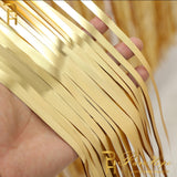 Back To School Cifeeo   2M-3M Champagne Gold Matte Party Backdrop Fringe Tinsel Foil Curtains Adult Happy Birthday Wedding Decoration Photo Booth Drape