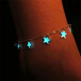 Christmas Gift Pentagram Noctilucent Silvery Charm Bracelet Fluorescence Anklet Trendy Cute Romantic Chain Blue Star Bracelets Alloy Bracelets