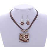 ZOSHI Fashion African Jewelry Sets Leather Chain Enamel Gem Jewelry Sets for Party Bridal Jewelry Sets Summer Jewelry