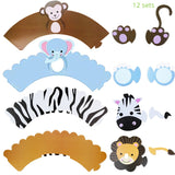 WEIGAO Lion Monkey Cake Toppers Jungle Birthday Theme Party Decor Cupcake Wrapper Cupcake Decor for Kids Birthday Party Supplies