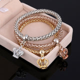 3Pcs Bracelet Crystal Owl Music Note Boy Girl Heart Charm Bracelets For Women Pulseria Feminina Jewelry Gift amazing price