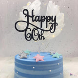 Cifeeo Gold/Silver/Black Advanced Glitter Happy 30 40 50 60th Cake Topper Fiftieth Birthday Party Decorations Cake Accessory Supplies