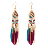 ZOSHI  Long Tassel Fashion Feather Style Ethnic Boho Big Dangle Statement Earring Wedding Earrings Accessories Wholesale