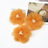 Cifeeo 5Pcs/lot 5.5 cm Soft Chiffon Cherry blossoms Appliques Sewing For Headband Rose Fabric Flowers For Craft Hair Accessories