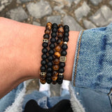 2023 New Fashion Men Bracelet Sets Trendy Handmade Classic Strand Stone Beaded Bracelet For Men Jewelry Gift Pulsera Hombre