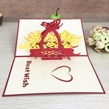 1pcs Handmade 3D Laser Cut Paper Greeting Pop Up Kirigami Card Wedding Invitation Valentine's Day Postcards Thanksgiving Gifts