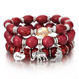 4pcs/set Fashion Multilayer Crystal Lava Stone Beads Wing Tassel Bracelets & Bangles Pulseras Mujer Jewelry for Women Gift