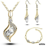 African Beads Gold Silver Color  Jewelry Sets For Women Accessories Wedding Bridal Pendant Crystal Necklace Earrings Ring Set