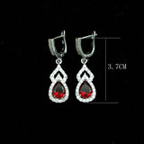 Back to school Cifeeo  Fashion Office Style Red Stone Bridal Jewelry White Cubic Zirconia Beads Drop Dangle Earrings For Women